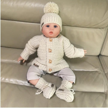 Grayson Baby Cardigan Hat and Booties Set