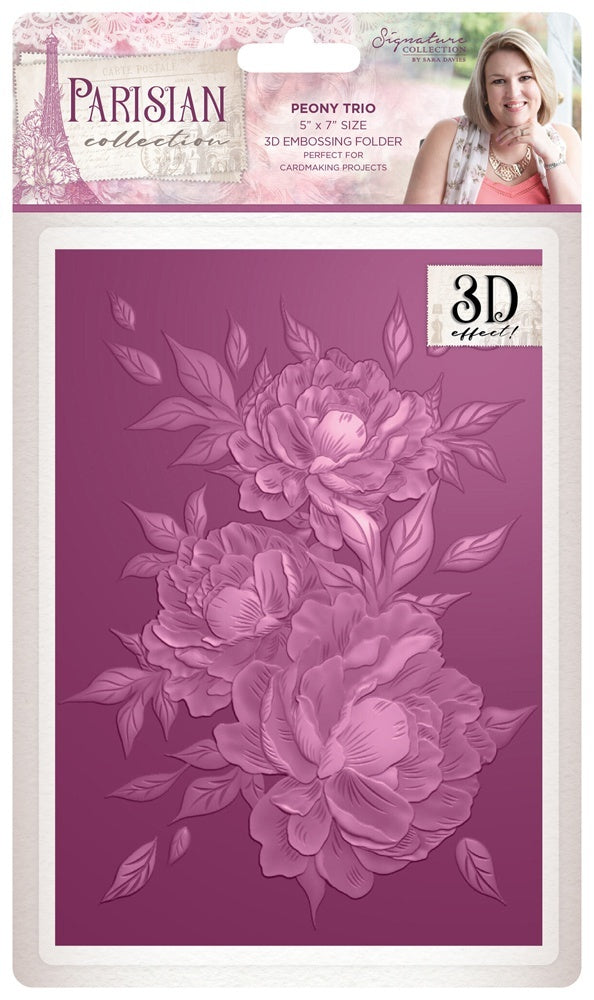 Crafter's Companion Parisian Embossing Folder 5"X7" - Peony Trio