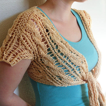 Tie Front Cabled Bolero
