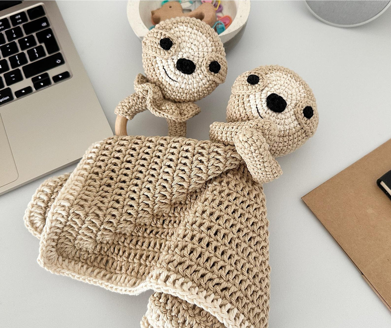 Sloth Baby Lovey Blanket & Rattle Crochet Pattern PDF – Cute Stuffed Toy Tutorial