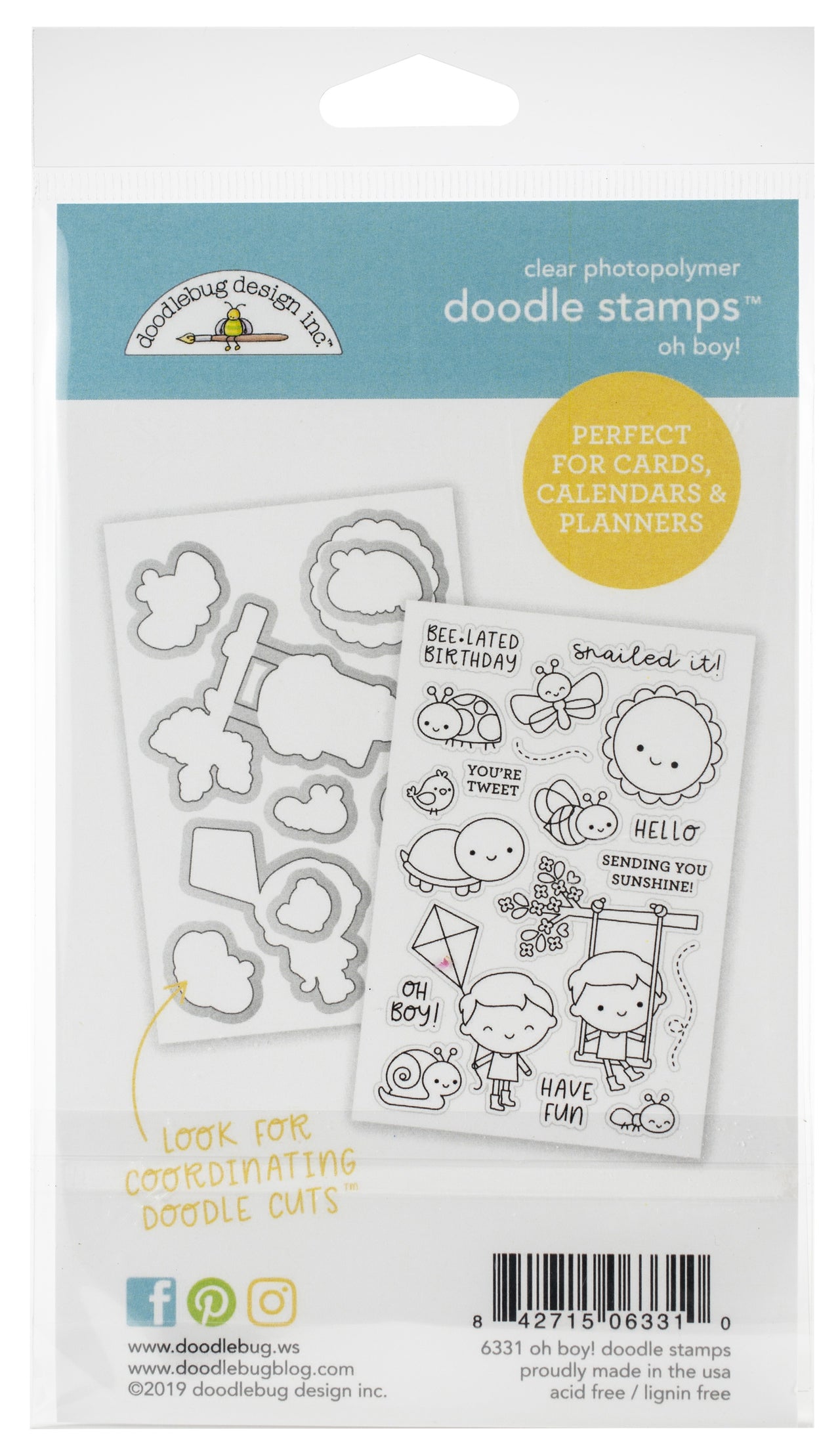 Doodlebug Clear Doodle Stamps - Oh! Boy