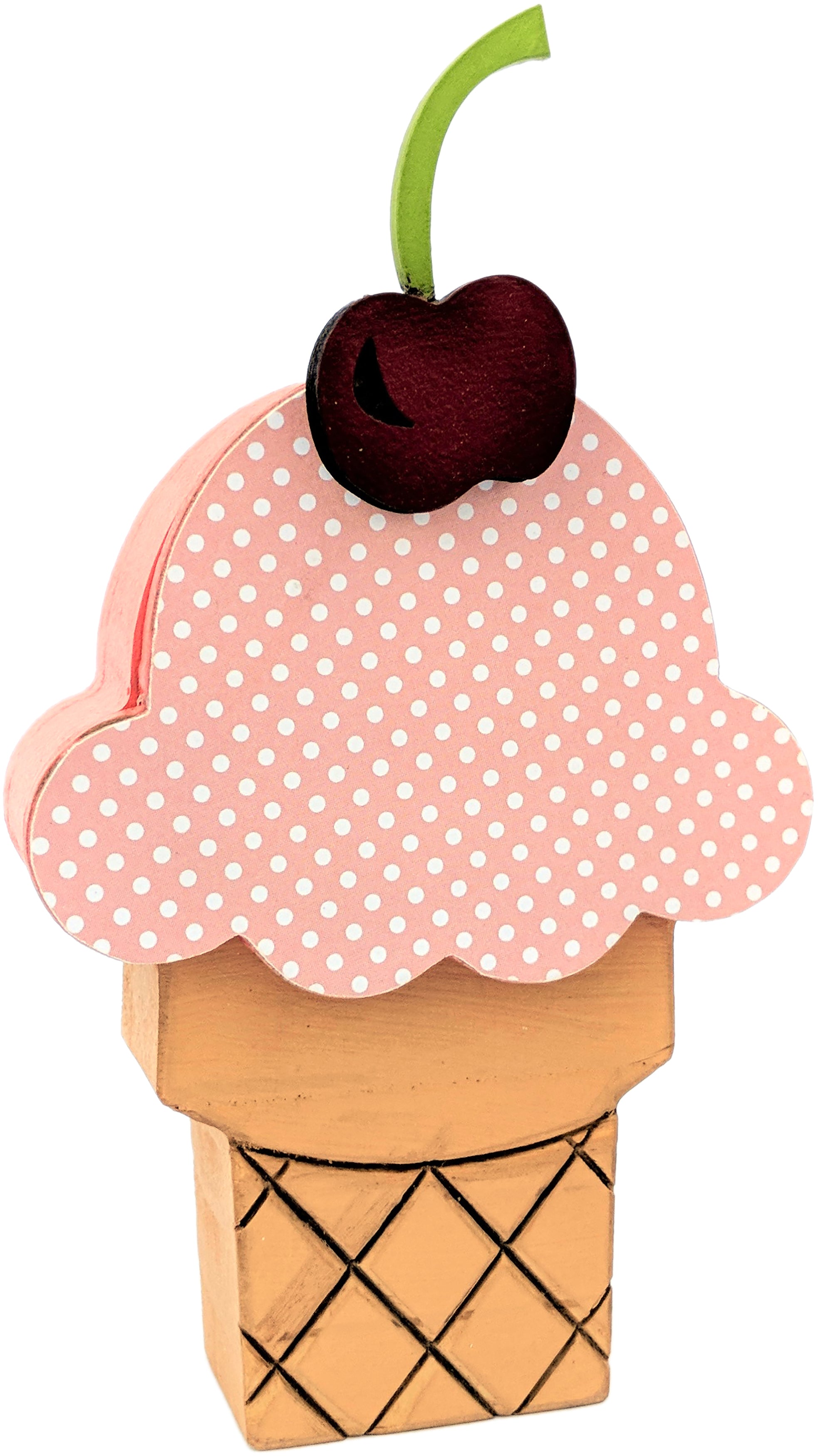 Foundations Decor Interchangeable "O" Wood Shape - June - Ice Cream Cone, 4"X7"