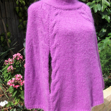 Raglan Poncho with Collar and Armhole Slits