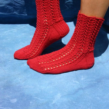 Hot Sauce Ribbed Lace Socks