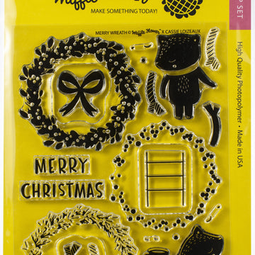 Waffle Flower Crafts Clear Stamp 5"X7" - Merry Wreath