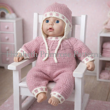 Little Blocks Doll Bodysuit & Hat DK Knitting Pattern P103 | Elizabeth Primrose Patterns