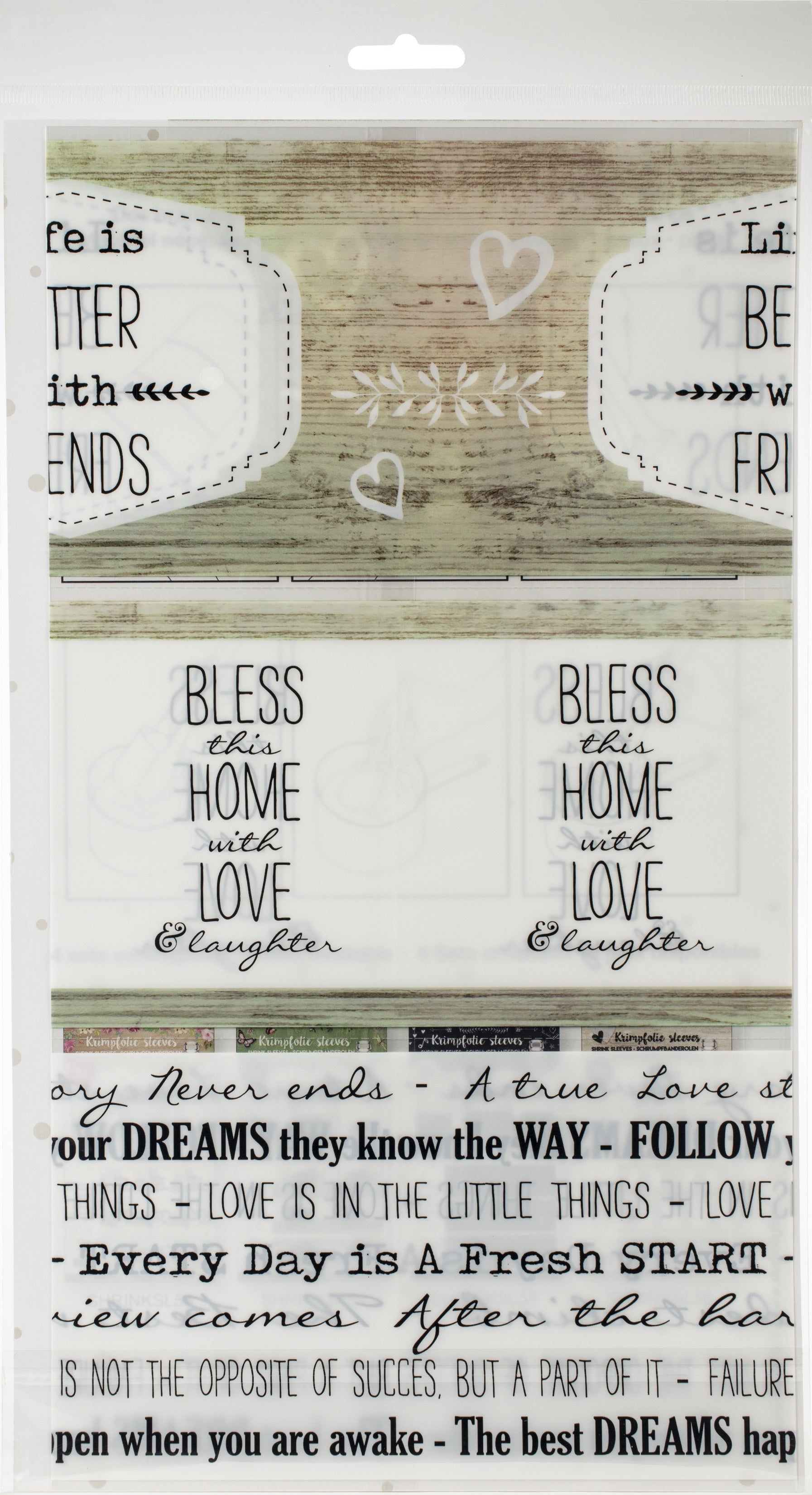 Studio Light Shrink Sleeves 15"X4.25" 3/Pkg - Home, 3 Designs/1 Each