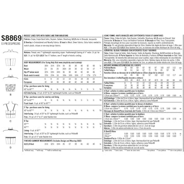 Simplicity S8869 Misses Lined Tops - Sewing Pattern