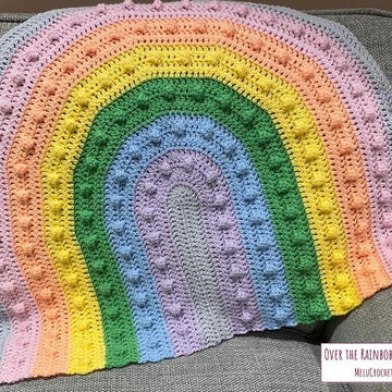 Over the Rainbobble Blanket pattern by Melu Crochet