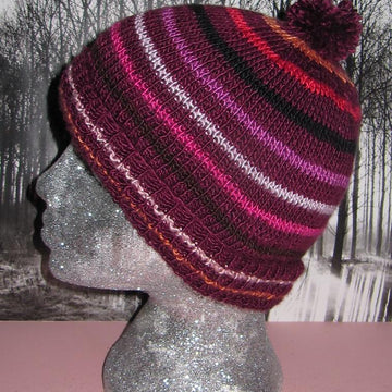 Small Stripe Bobble Beanie Hat