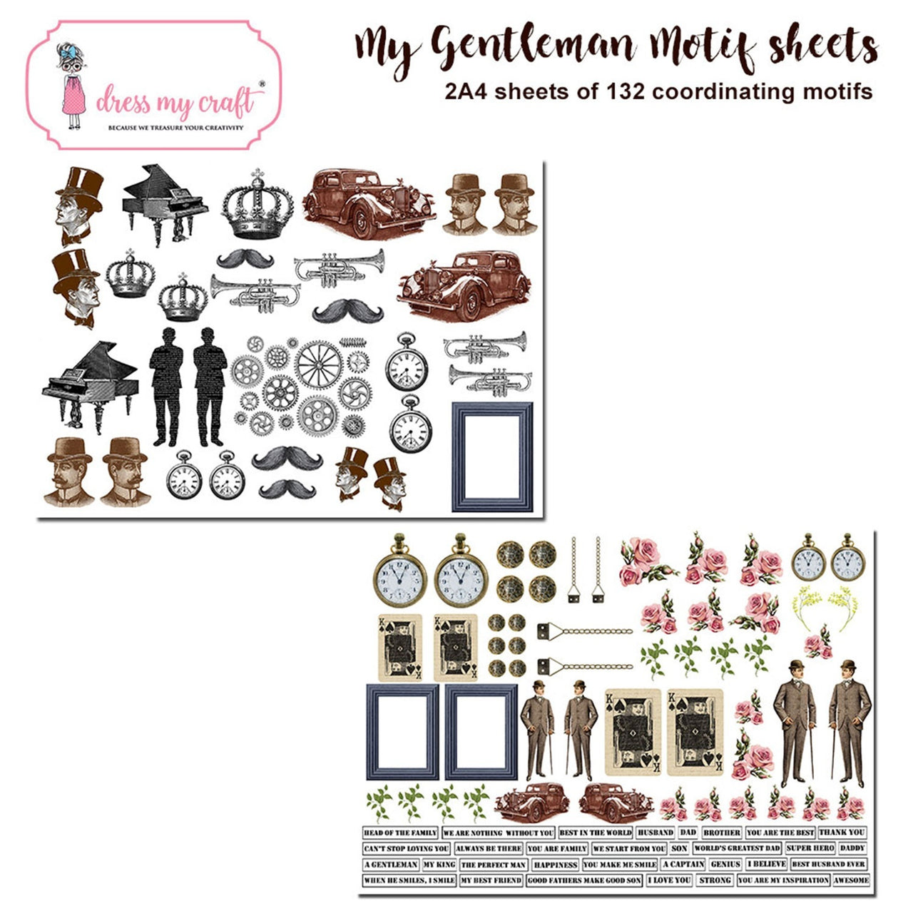 Dress My Craft Image Sheet 240gsm A4 2/Pkg - The Gentleman