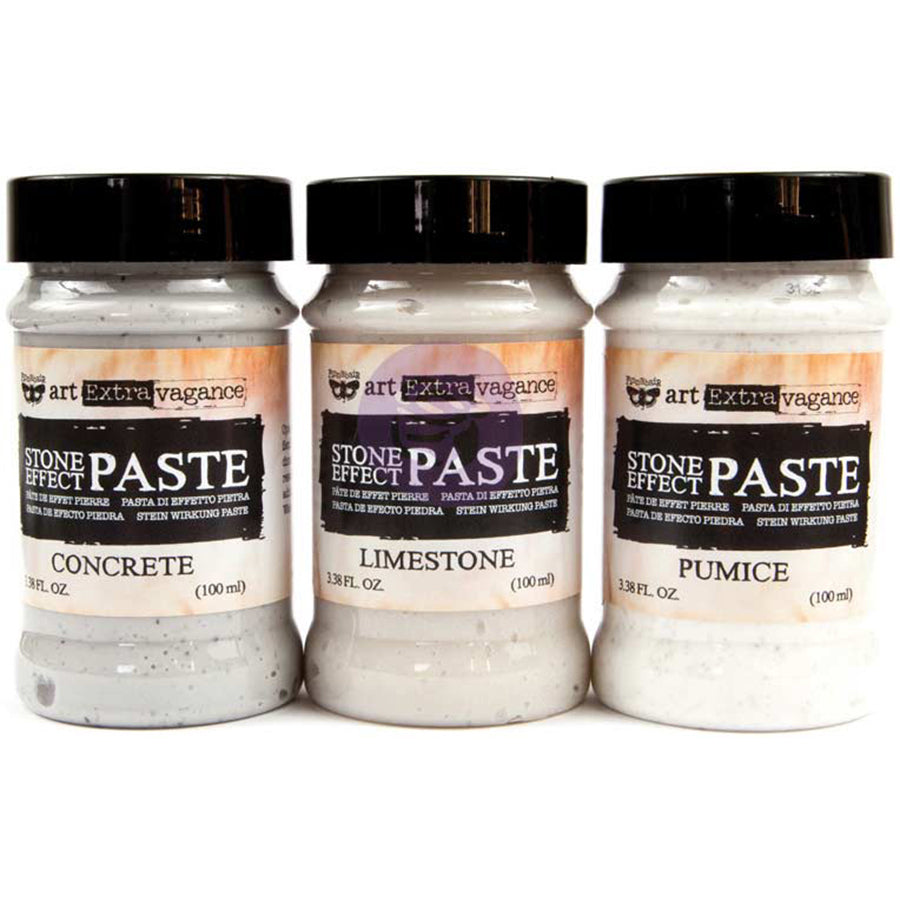 Prima Marketing Finnabair Art Extravagance Stone Effect Paste Set - Pumice, Limestone, Concrete; 3.38oz Each