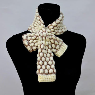 Shaded Bobble Stitch Scarf ( Keyhole / Ascot / Pull-Through / Vintage / Stay On Scarf Knitting Pattern )
