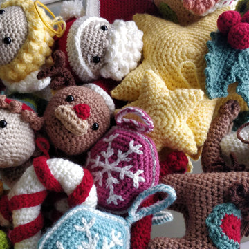 Christmas Ornaments Bundle Crochet angel elf reindeer santa rocking horse gingerbread house cookie sugar cane mistletoe
