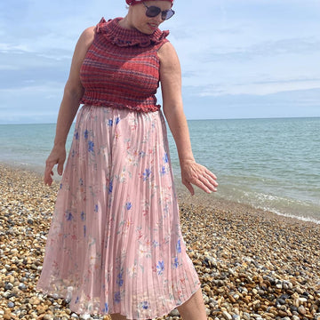Ribbed Foldover Neck Top