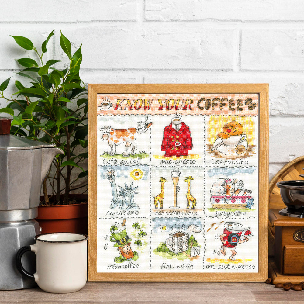 Bothy Threads Know Your Coffee Cross Stitch Kit - 26 x 29cm