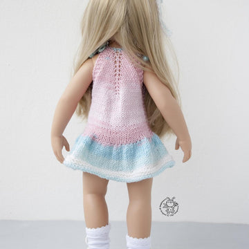 Outfit Flower knitting flat for 18 in doll