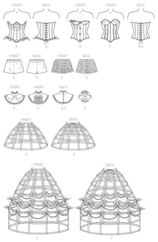 McCall's Corsets, Shorts, Collars, Hoop Skirts and Crown M7306 - Sewing Pattern