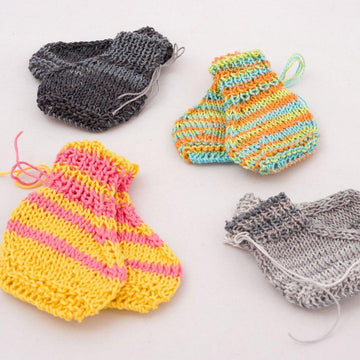 Flat Knitted Tiny Baby or Doll Socks