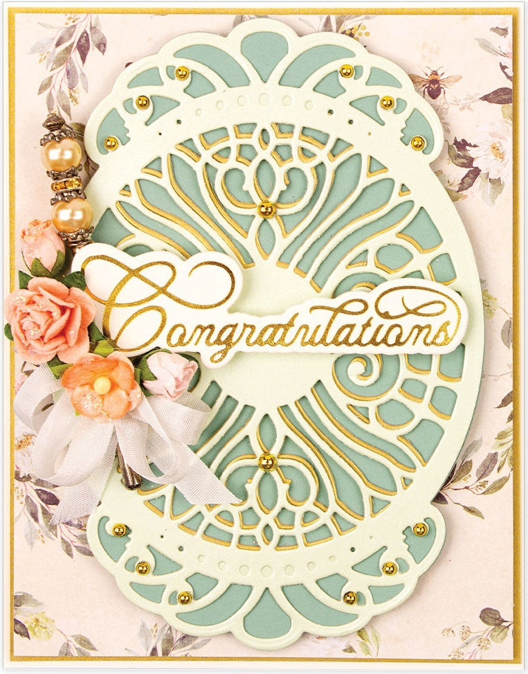 Spellbinders Flourished Fretwork Etched Die By Becca Feeken - Oval Coronet
