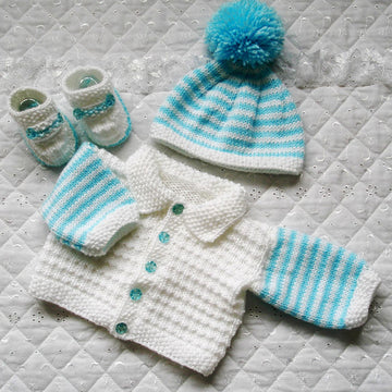 Knitting pattern Baby Reborn Dolls, Cardigan, Hat and boots, 17-22" Doll, 0-3 Month Baby