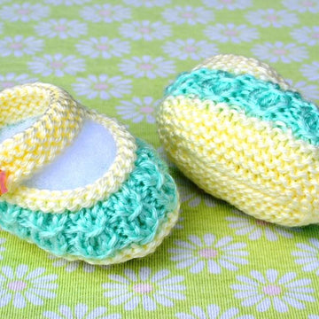Mock Cables Mary Jane Baby Booties