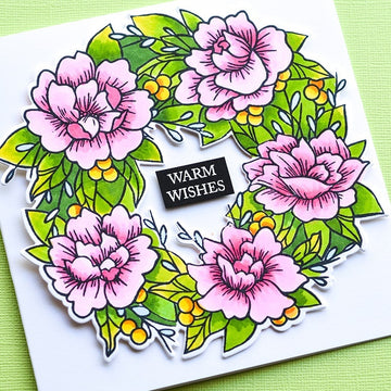 Memory Box Stamp & Die Set - Peony Garden Wreath