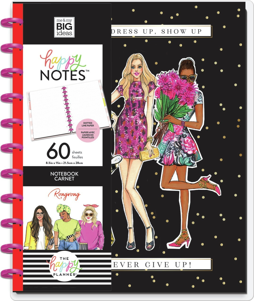 Happy Planner Big Notebook W/60 Sheets - Never Give Up X Rongrong