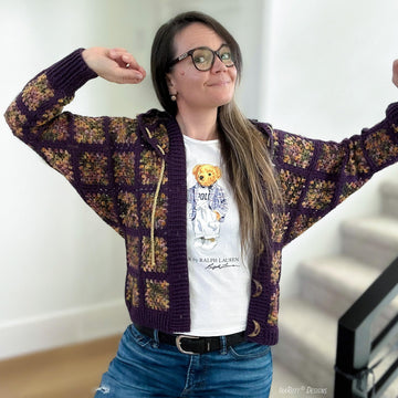 Dolman Hoodie Granny Square Cardigan