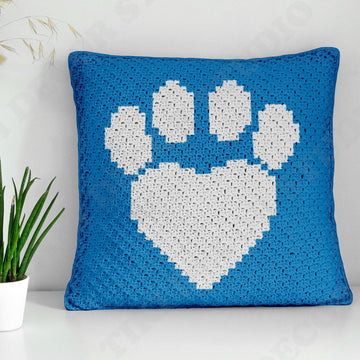 Blue Cat Paw Pillow Mini C2C 42x42