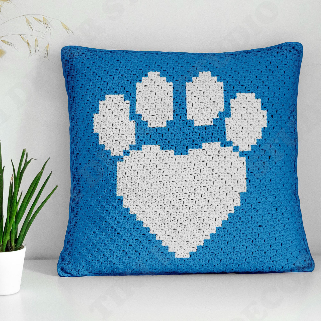 Blue Cat Paw Pillow Mini C2C 42x42