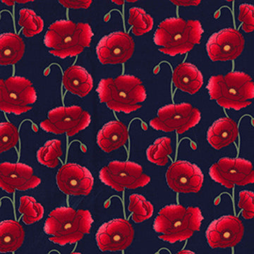 Rose & Hubble Cotton Poplin Printed - Poppies Navy