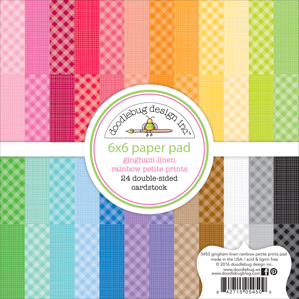 Doodlebug Petite Prints Double-Sided Paper Pad 6"X6" 24/Pkg - Gingham-Linen, 12 Designs/2 Each