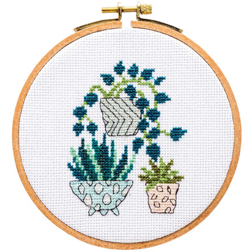 Rico Cross-Stitch Kit - Potted Plants - 12.5cm
