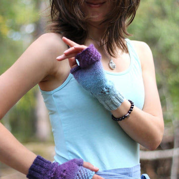 In Bloom fingerless mittens