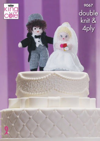 Bride & Groom Cake Toppers in King Cole Dollymix DK, King Cole Big Value 4ply & King Cole Moments - 9067pdf - Downloadable PDF