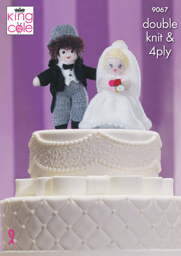 Bride & Groom Cake Toppers in King Cole Dollymix DK, King Cole Big Value 4ply & King Cole Moments - 9067pdf - Downloadable PDF