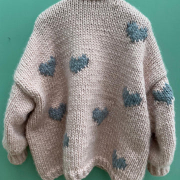 Hearts Balloon Sleeve Cardigan