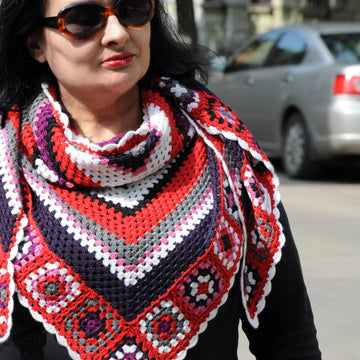 Cozy Corners triangular crochet scarf
