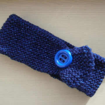 Blue Button Headband