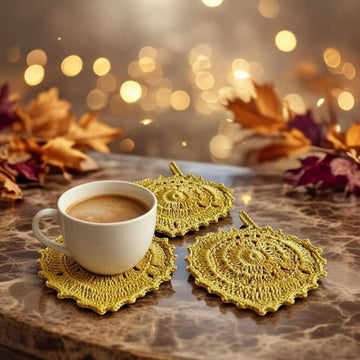 Boho Crochet Leaf Coaster Pattern – PDF & Video Tutorial, Leaf Placemat, Crochet Table Decor