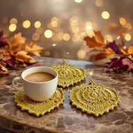 Boho Crochet Leaf Coaster Pattern – PDF & Video Tutorial, Leaf Placemat, Crochet Table Decor