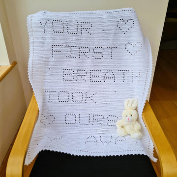 Your first breath took ours away Filet Blanket