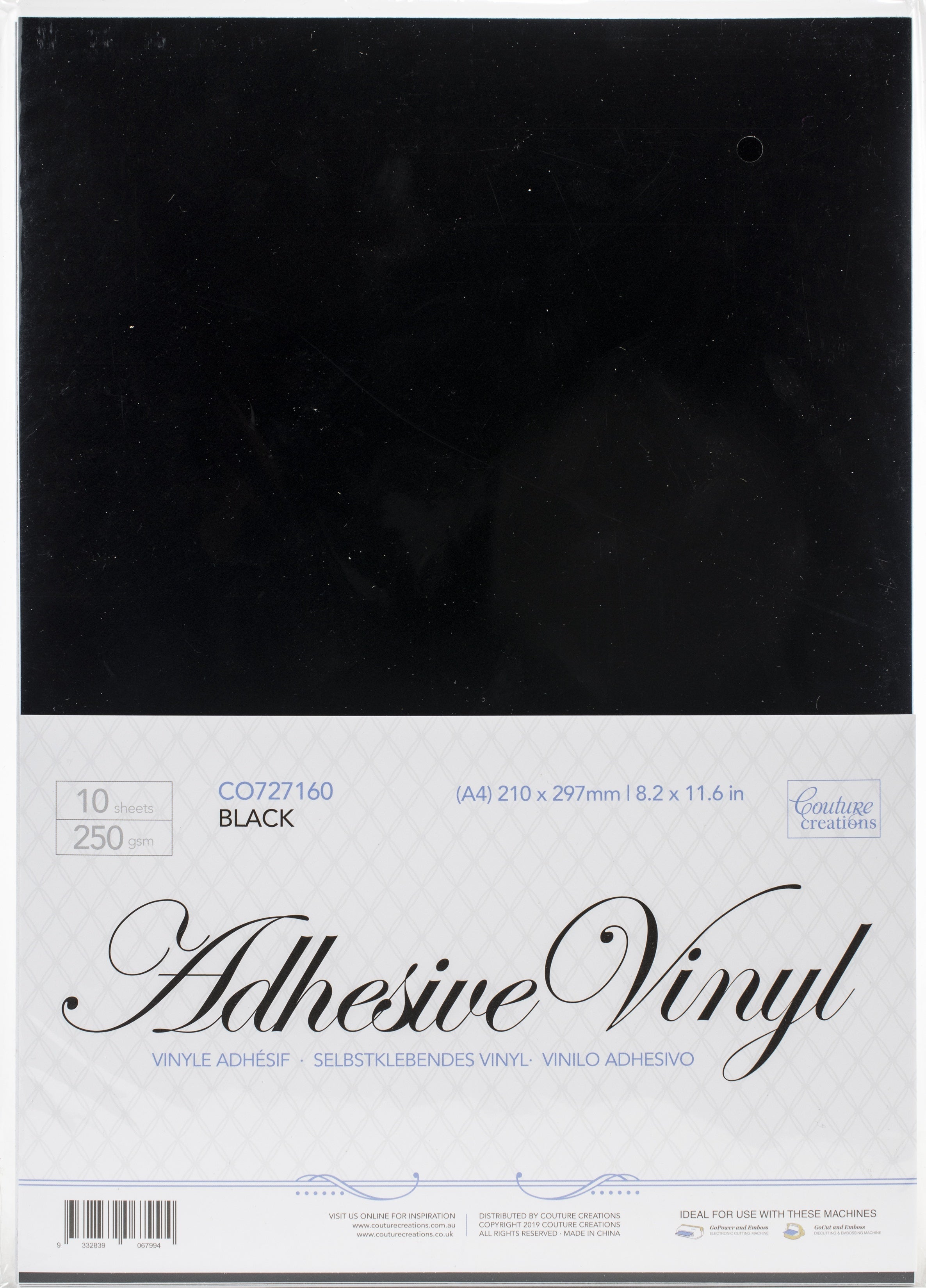 Artdeco Creations Couture Creations Adhesive Vinyl A4 10/Pkg - Black