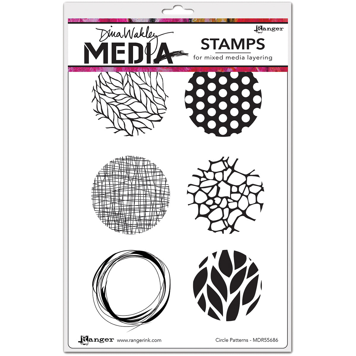 Ranger Dina Wakley Media Cling Stamps 6"X9" - Circle Patterns
