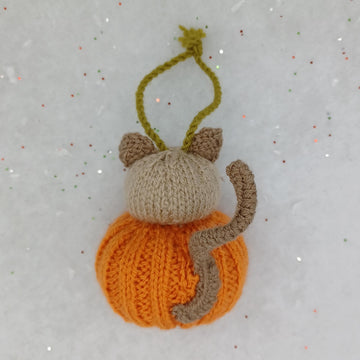 PDF Cat-kin Christmas Pumpkin KNITTING PATTERN Autumn Decoration/Bauble Dk Hanging Decoration Bauble Halloween Fall Autumn Cute Cat Moggy Ornament