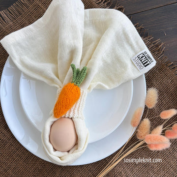 Knitted Carrot Napkin Ring for Easter & Spring