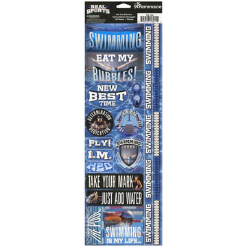 Reminisce Real Sports Cardstock Stickers 4.25"X13" - Swimming Combo