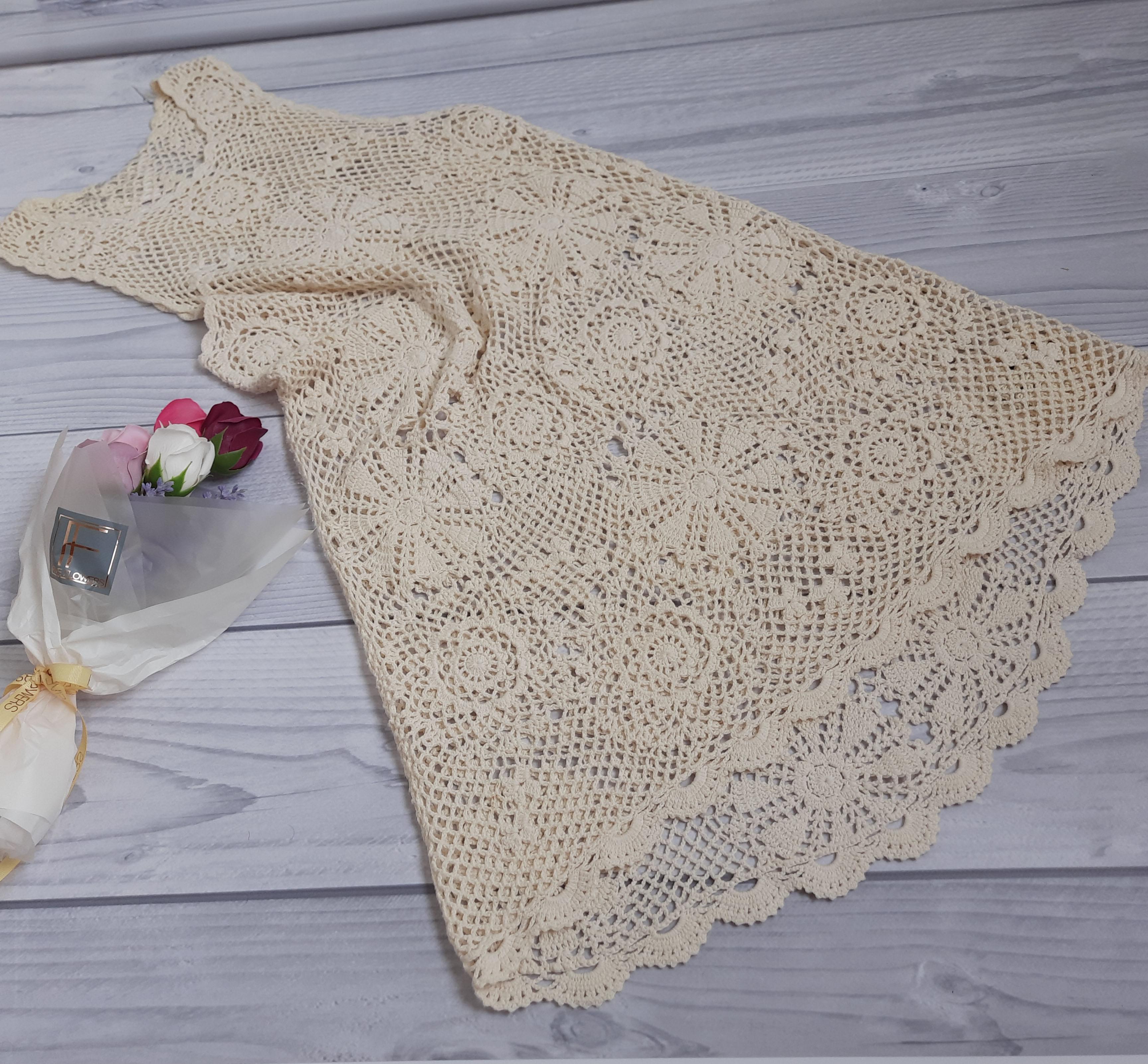 Crochet High-low A-line summer dress.