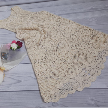 Crochet High-low A-line summer dress.